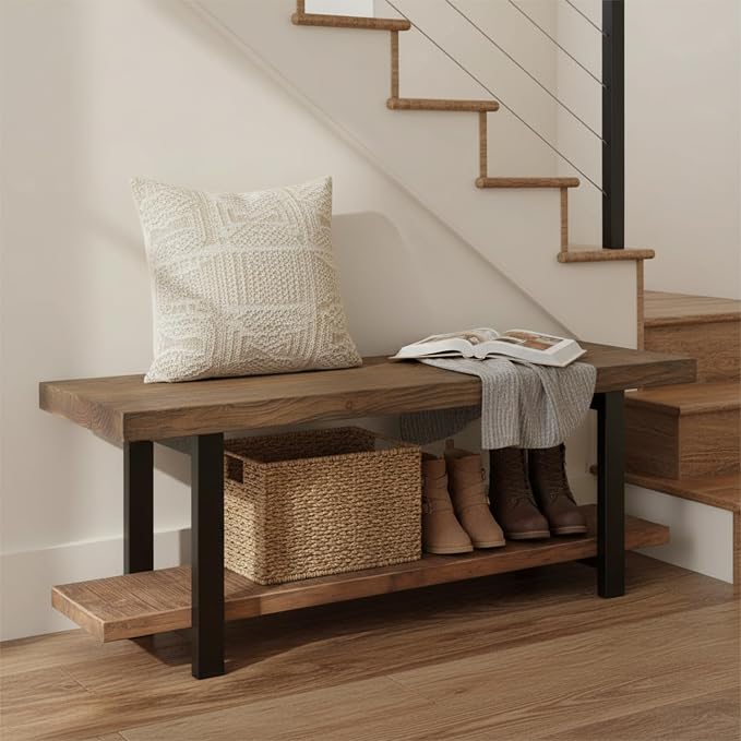 Alaterre Furniture Pomona Entryway Bench – Modern Rustic 48-Inch Solid Wood - Image 7
