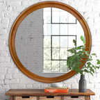 Round Wood Mirror for Wall, 36 Inch Circle Decorative Mirror by WIOWUR