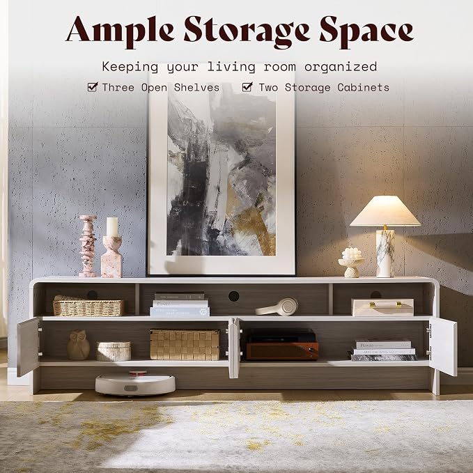 AMERLIFE 70" Modern TV Stand for TVs Up to 80", Wood TV Console - Image 4