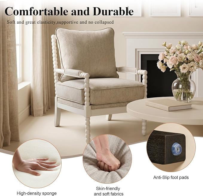 DUHOME Linen Fabric Spindle Accent Chair - Image 5