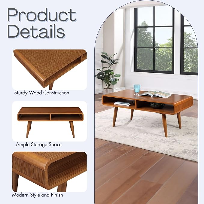 Boraam Zebra Series Halmstad Coffee Table, Rich Walnut - Image 10