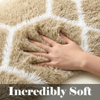 5x7 Area Rugs for Living Room Bedroom, Fluffy Beige and White Geometric Rug | - Image 2