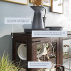 BELLEZE Storage Cabinet with Shelves and Glass Doors - Image 4