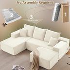 107" Comfy U-Shaped Sectional Modern Boneless Corduroy Couch - Image 6