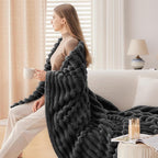 NEWCOSPLAY Fleece Ribbed Cozy Twin Blanket - Image 5