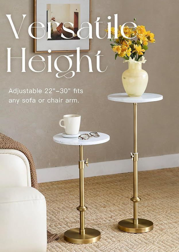 Adjustable-Height Marble Drink Table - Image 4