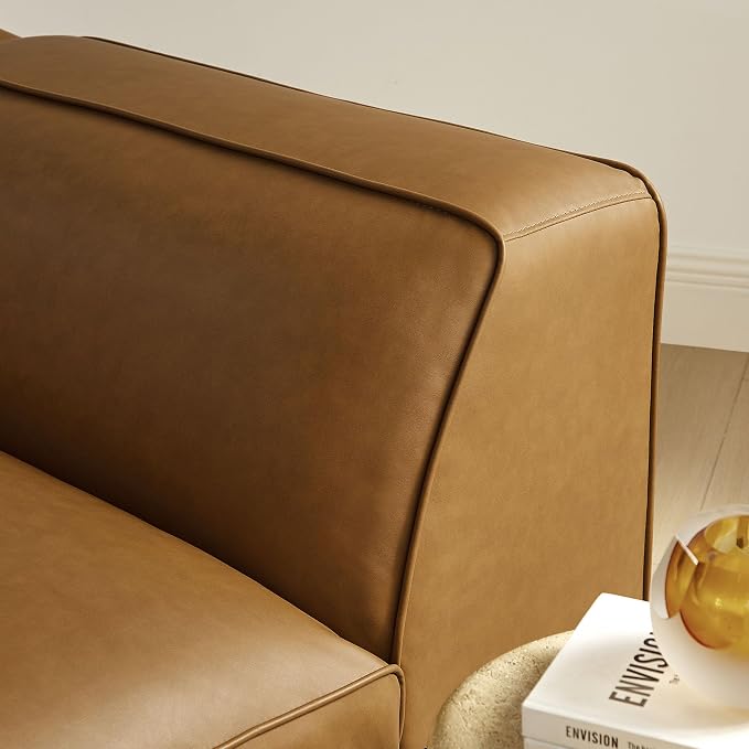Modway Auren Vegan Leather Left Modular Armchair in Camel - Image 5