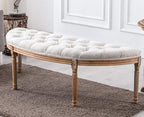 Kmax 55" Upholstered Bench Tufted Fabric Bench Vintage Semi-Circle Entryway by Kmax