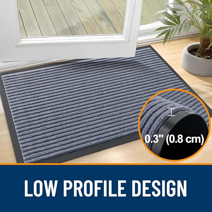 OLANLY 2-Pack Front Door Mats 47x32, Waterproof Heavy-Duty Doormats | Ash Grey - Image 4