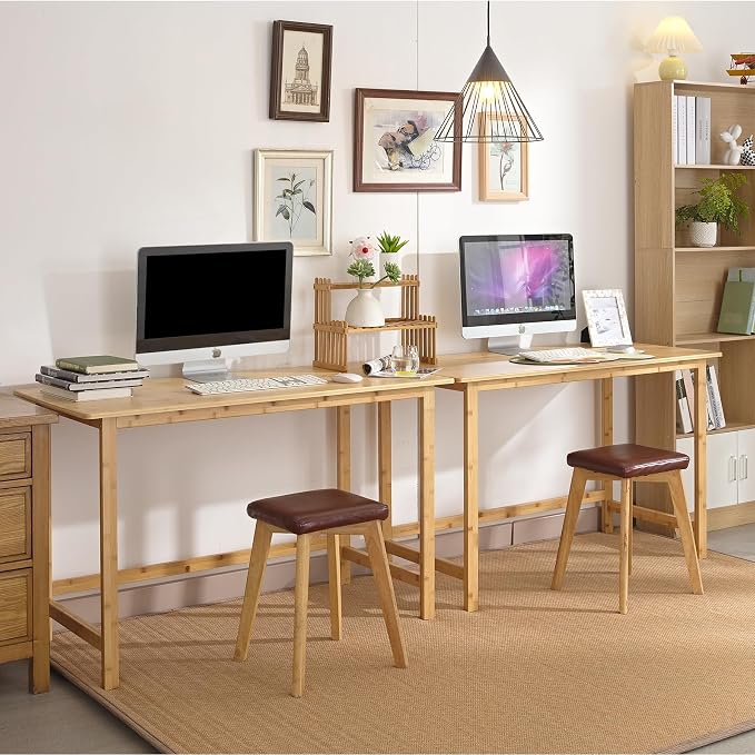 Nnewvante 47 Inch Computer Desk, Bamboo Writing Desk, Modern Simple Work Desk - Image 5