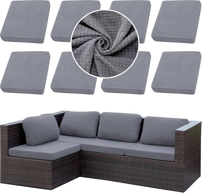 8PCS Patio Cushion Covers.Patio Furniture Couch SeatSlipcovers | Washable by SUKAIKEQA