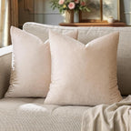 GIGIZAZA Velvet Pillow Covers 24x24 Decorative Pillows Pack of 2 Beige | - Image 6