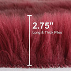 duduta Burgundy Faux Sheepskin Rug 2x3 ft, Fluffy Fur Seat Chair Covers | Shag - Image 2