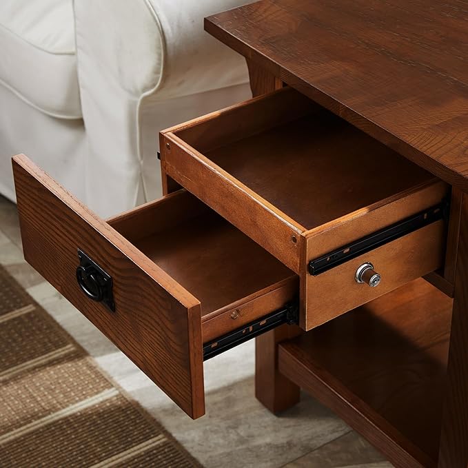 Leick Home Mission End Table, Solid Wood, 1 Storage Drawer, Additional Secret - Image 6