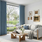 100% Blackout Linen Textured Curtains 96 Inch Long, Stone Blue | 100% Blackout - Image 5