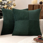 MIULEE Army Green Decorative Euro Sham Pillow Covers 24x24 Inch 2 Pack | Boho by MIULEE