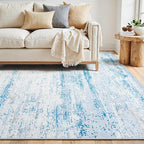 6x9 Washable Area Rug for Living Room Bedroom: Non-Slip Modern Light Blue | - Image 9