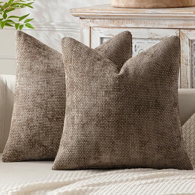MIULEE Decorative Couch Throw Pillow Covers 18x18 Inch Brown 2 Pack | Modern by MIULEE