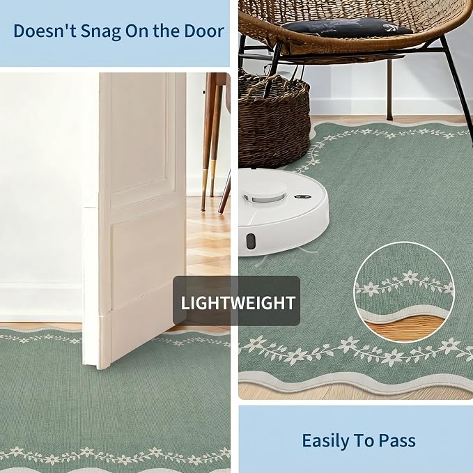 GarveeHome Round Area Rug 5ft Scalloped Washable Circle Rug - Image 5