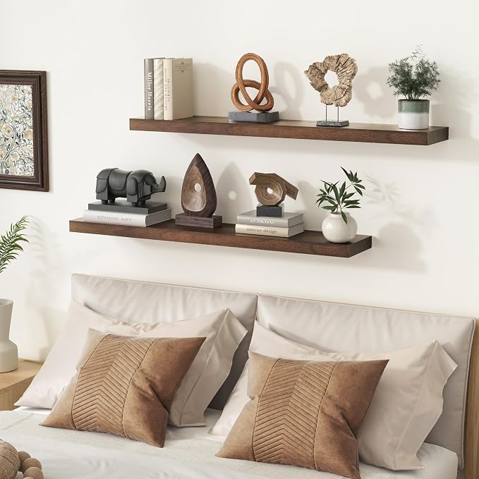 fuqing Rustic Floating Shelves for Wall, 36 Inch Floating Shelves Set of 2 - Image 2