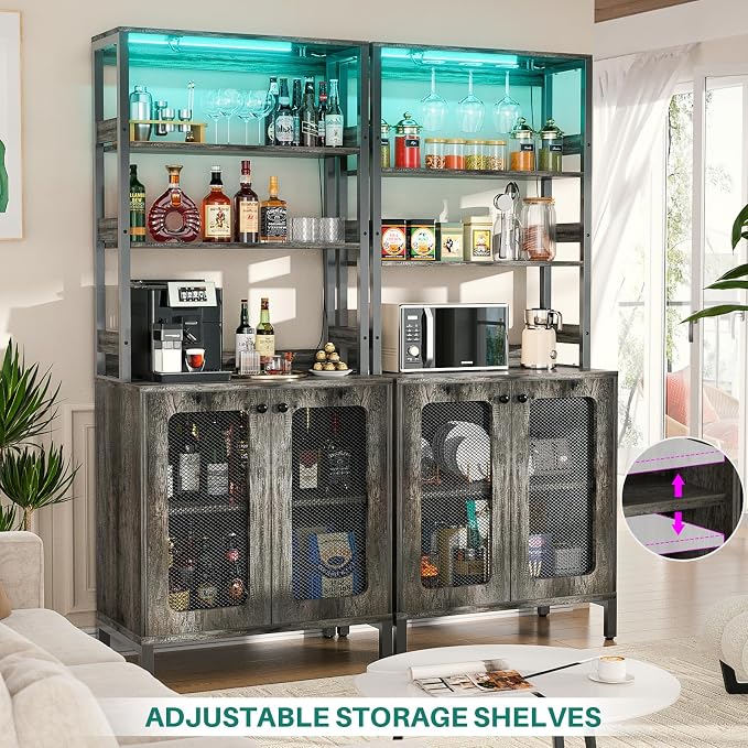 Aheaplus Bar Cabinet with Power Outlets, Coffee Bar Station - Image 5