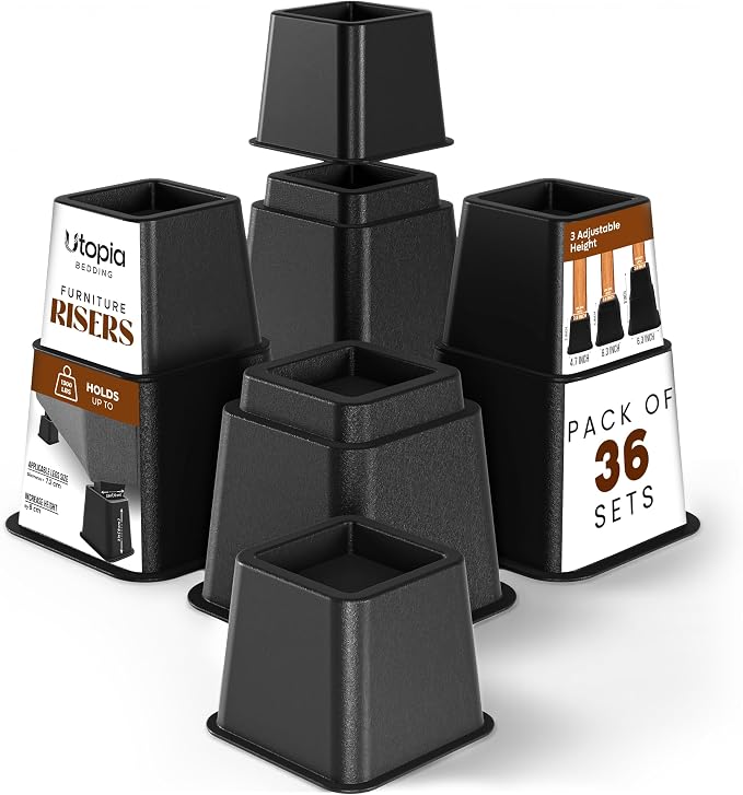 Utopia Bedding Bed Riser, 3 & 5 Inches Adjustable Furniture Risers by UTOPIABEDDING