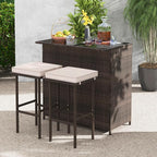 Tangkula 3 Piece Patio Bar Set, Outdoor Rattan Bar Table and 2 Stools - Image 3