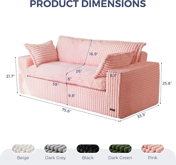 MAXYOYO 76" Bean Bag Sofa Couch, Loveseat Boneless Couch in a Box, Upholstered - Image 2