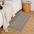 GarveeHome 2x3 Rug Washable Scalloped Non Slip Indoor Door Mat, Taupe | Rugs - Image 2