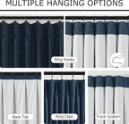 Vision Home Navy Blue Pinch Pleated Full Blackout Curtains Linen Blended Room - Image 4