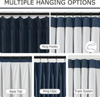 Vision Home Navy Blue Pinch Pleated Full Blackout Curtains Linen Blended Room - Image 3