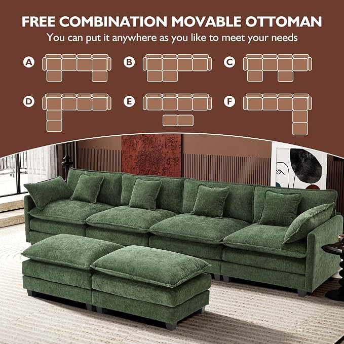 Ihanherry 146" U-Shaped Modern Sofa Modular Sectional Cloud Couch - Image 7