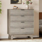 BORNOON 39" Tall Dresser for Bedroom, 4-Drawer Fluted Chest of Drawers by BORNOON