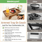 SINWANT Couch Arm Table, Acacia Wood Sofa Arm Rest Tables Couch Armrest Table - Image 4