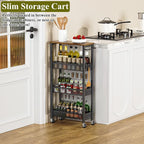 OKZEST Utility Slim Storage Cart, 4 Tier Small Rolling Kitchen Laundry Room Cart - Image 7