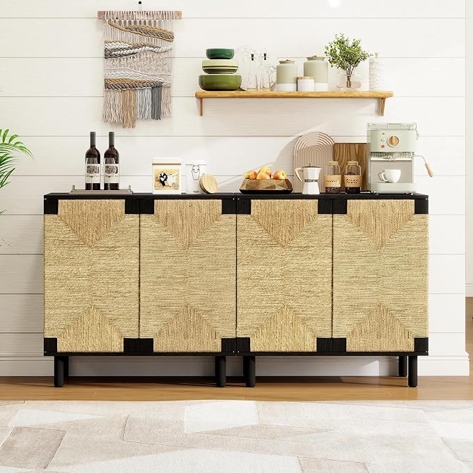 31.5" Accent Storage Cabinets, Modern Boho Sideboard by YHFEXYT