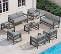 SERWALL 8 Pieces HDPE Outdoor Conversation Sofa Set by SERWALL