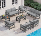 SERWALL 8 Pieces HDPE Outdoor Conversation Sofa Set by SERWALL