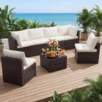NEWBULIG 7-Piece Outdoor Patio Sectional Sofa, Weather-Resistant Modular Wicker - Image 3