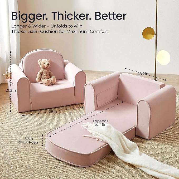 Tiny Land 2-in-1 Foldable Kids Couch - Image 5