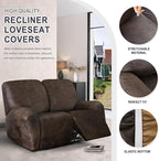 ANARACHON Leather Look Loveseat Recliner Cover, 6-Pieces Stretch Dual Recliner - Image 5