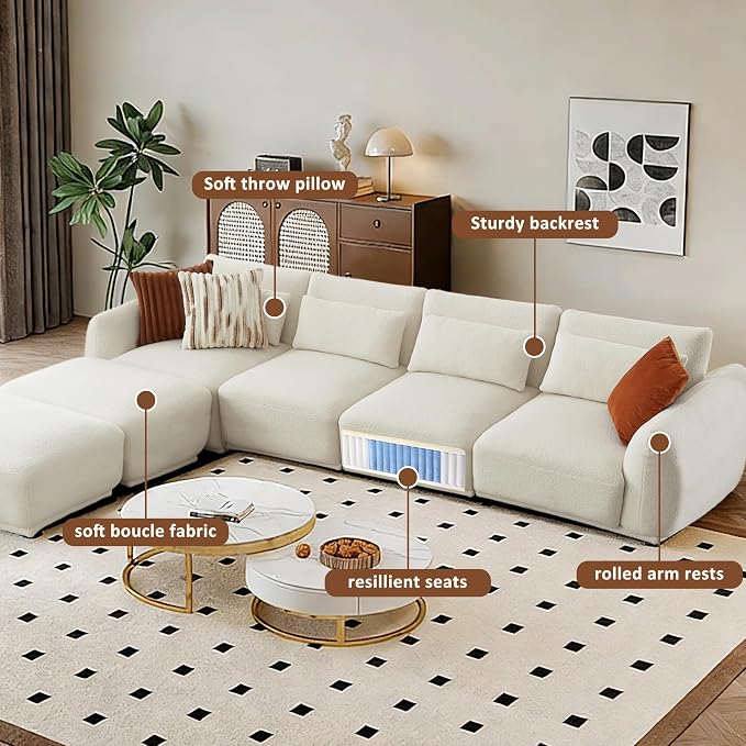 U Shaped Cloud Sectional, Convertible L Shaped Couch - Image 3
