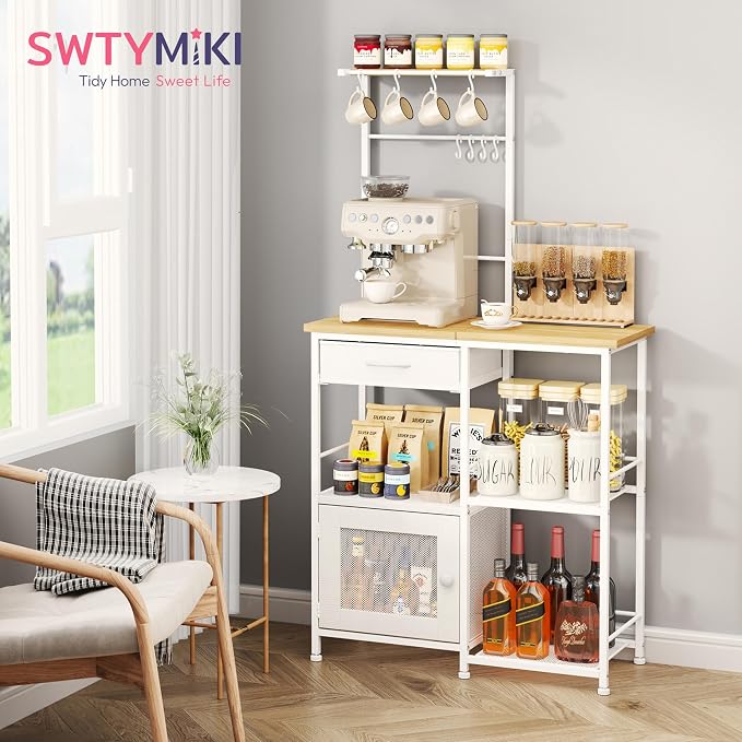 SWTYMIKI Coffee Bar with Hanging Rack - Image 3