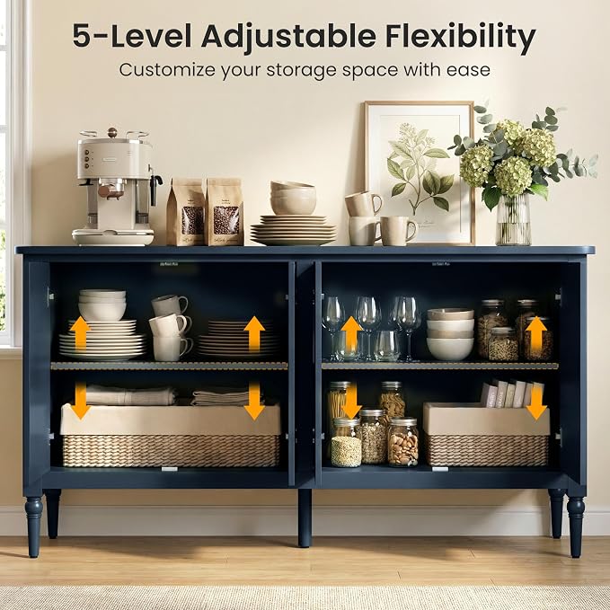 RoyalCraft Buffet Cabinet with Storage, Vintage Sideboard with Adjustable - Image 4