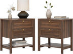 EYYTHUNG Brown Nightstand Set of 2, Wooden Farmhouse Floor Night Stand - Image 3