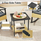 Tangkula 3 Pieces Outdoor Rocking Chairs Set, Rattan Heavy Duty Cushioned - Image 8