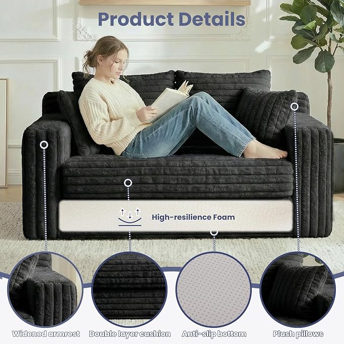 3-in-1 Convertible Sofa Bed: Boneless Loveseat Sleeper & Folding Couch Bed - Image 4