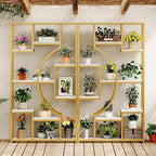LGHM 79" W Luxury Marble-Patterned White Gold Bookshelf, Modern Geometric - Image 5