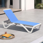 PURPLE LEAF Patio Chaise Lounge Chair Outside Aluminum Plastic Stackable by PURPLELEAF