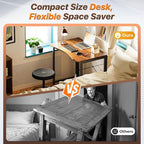 Huuger Folding Desk for Small Spaces, 31.5 Inch Foldable Computer Table - Image 3